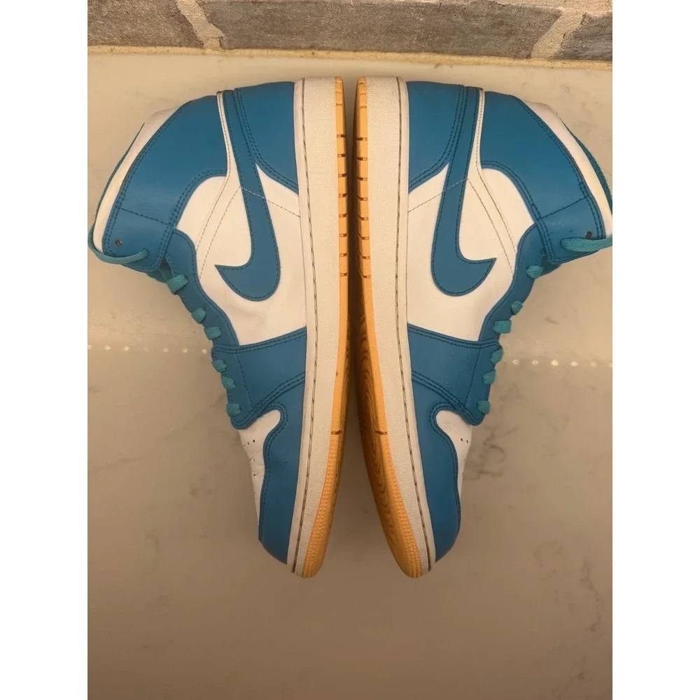 Nike Air Jordan 1 Mid Aquatone Celestial Gold White DQ8426-400 Mens Size 13